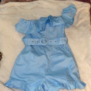 Off the shoulder ruffle romper